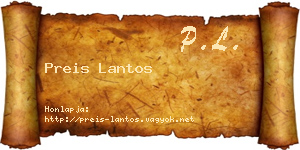 Preis Lantos névjegykártya